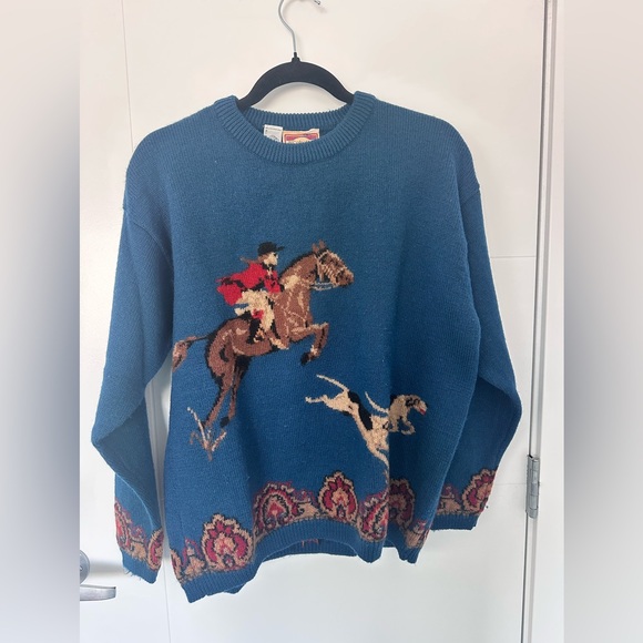 JH Collectibles Sweaters - Rare Vintage JH Collectibles Wool Equestrian Intarsia Crewneck Sweater